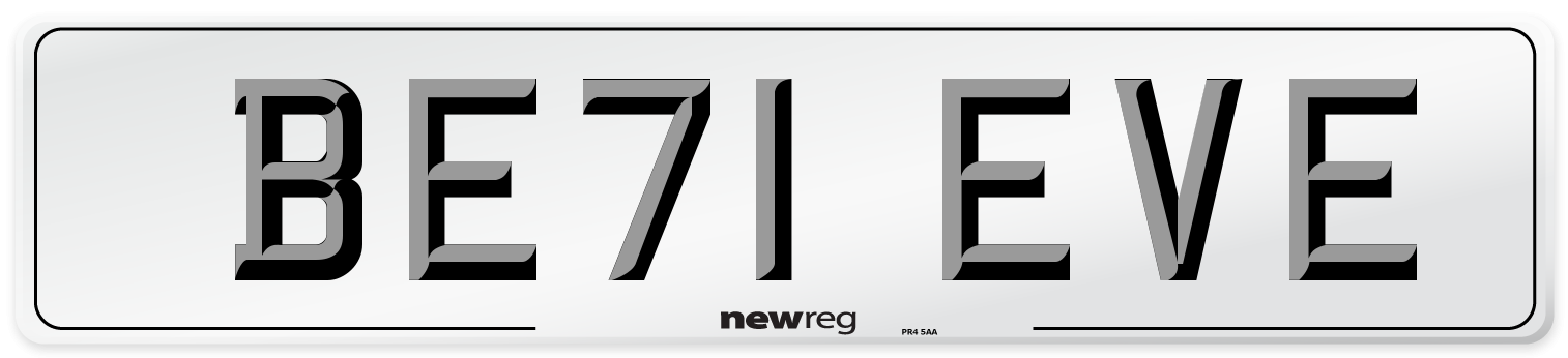 BE71 EVE Number Plate from New Reg